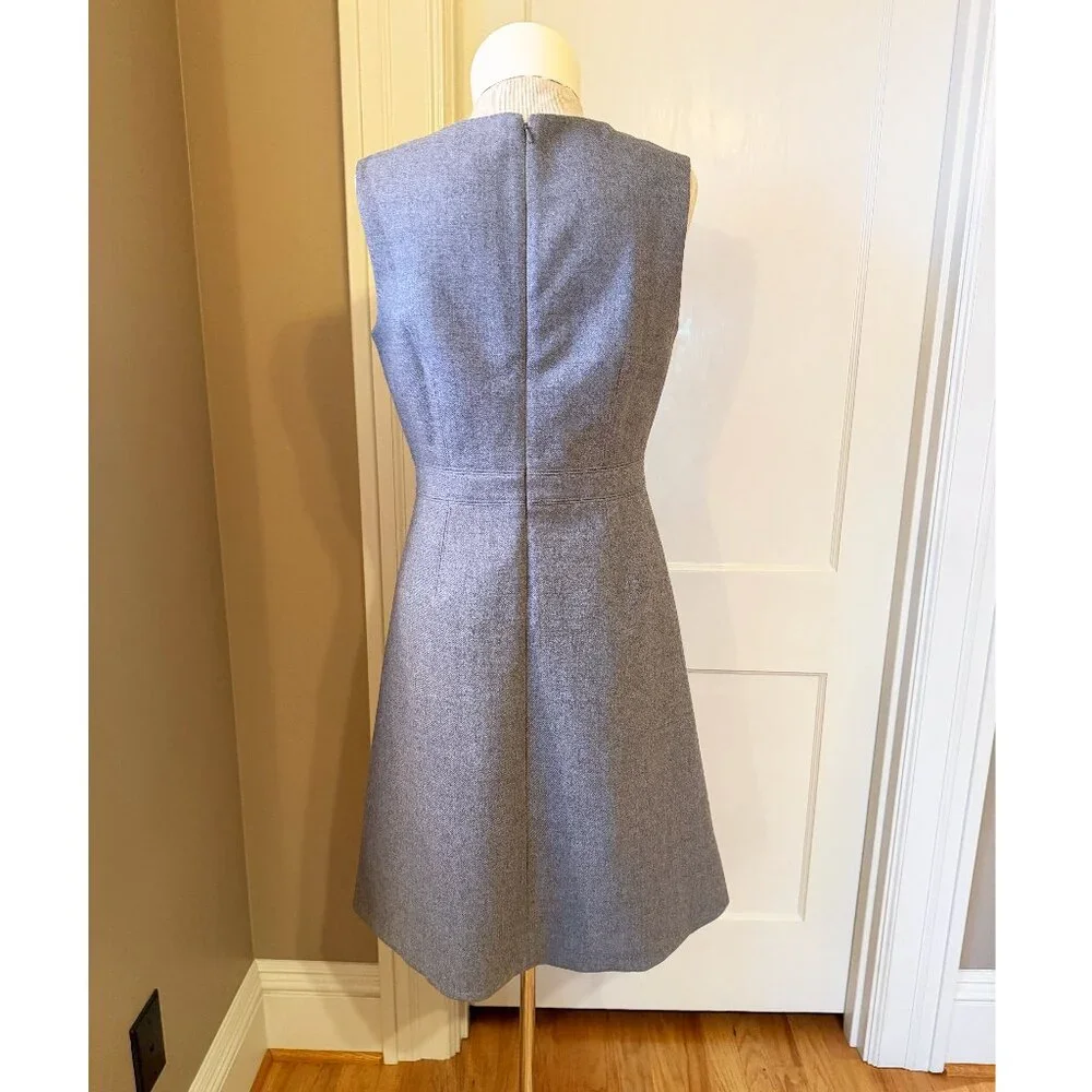 J.Crew Medium Gray Double Serge Wool Fit & Flare Dress Sleeveless Sz 6 - Picture 3 of 11